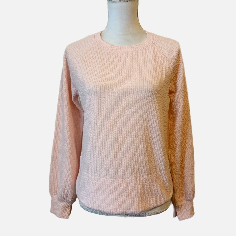Calia Textured Crewneck Pullover Pink Darling Top Women’s Small